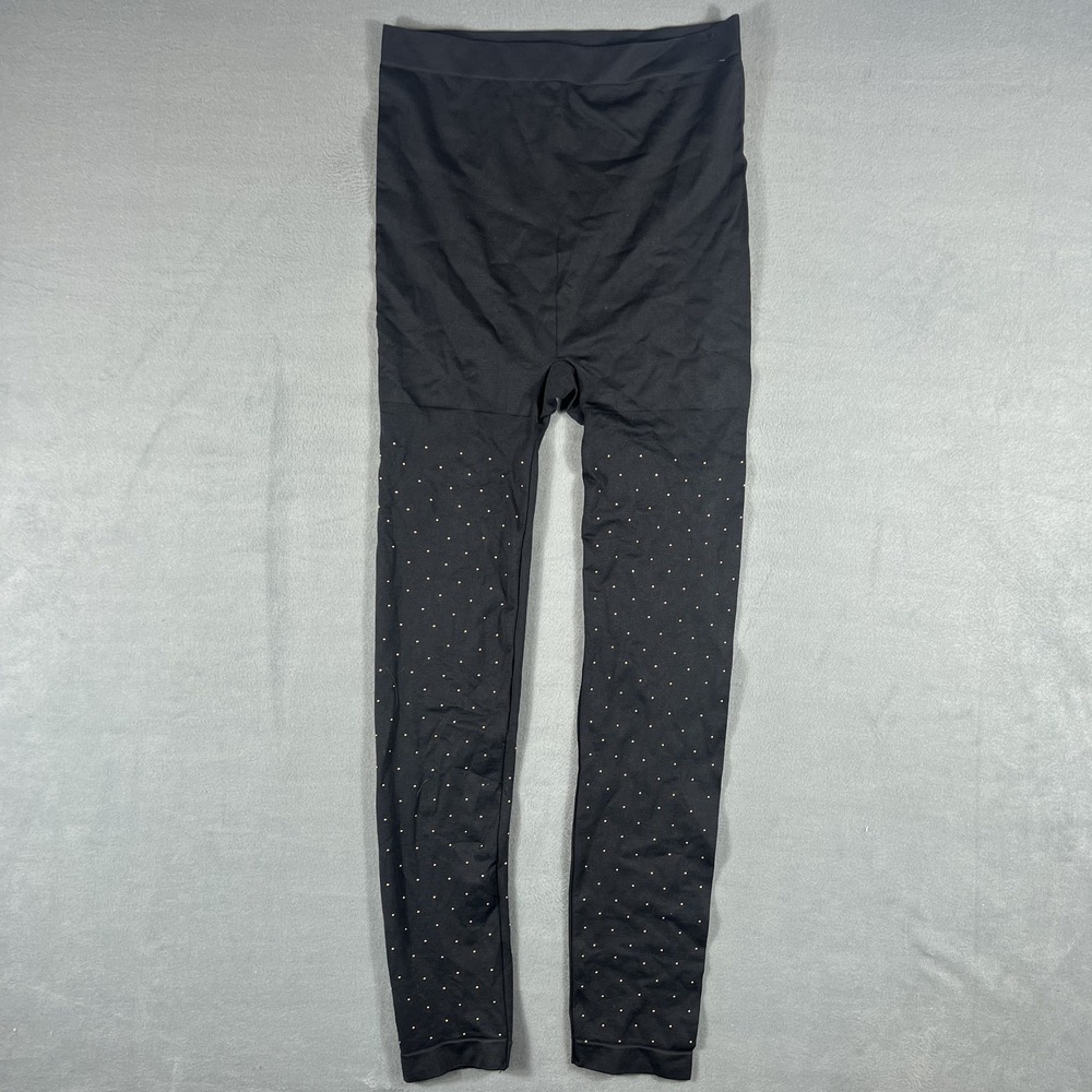 Lane Bryant Women's Black Studded Seamless Leggings Size C/D Nylon Spandex‎